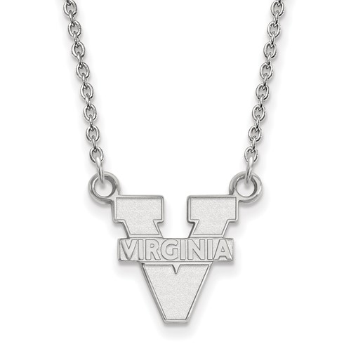 Sterling Silver Rhodium-plated LogoArt University of Virginia Small Pendant Necklace, 18"