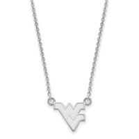 Sterling Silver Rhodium-plated LogoArt West Virginia University W-v Small Pendant Necklace, 18" view 2