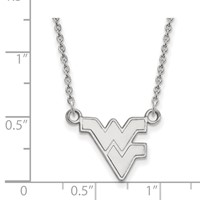Sterling Silver Rhodium-plated LogoArt West Virginia University W-v Small Pendant Necklace, 18" view 3