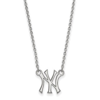 14k White Gold Major League Baseball LogoArt New York Yankees N-Y Small Pendant Necklace