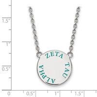 Sterling Silver Rhodium-plated LogoArt Zeta Tau Alpha Sorority Text Large Color Enamel Pendant Necklace, 18" view 2
