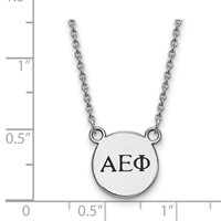 Sterling Silver Rhodium-plated LogoArt Alpha Epsilon Phi Sorority Greek Letters Extra Small Black Enamel Pendant Necklace, 18" view 2