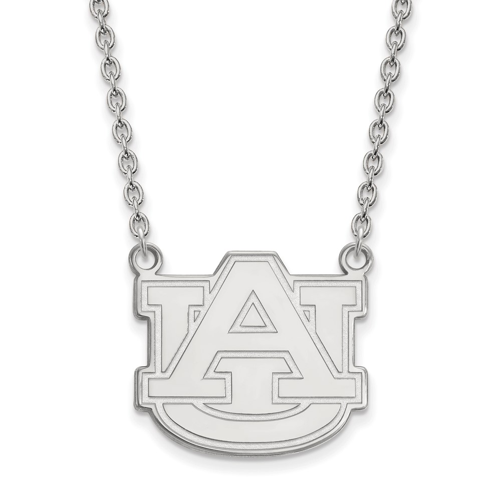 Sterling Silver Rhodium-plated LogoArt Auburn University Large Pendant Necklace, 18"