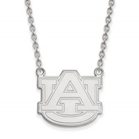 Sterling Silver Rhodium-plated LogoArt Auburn University Large Pendant Necklace, 18" view 1