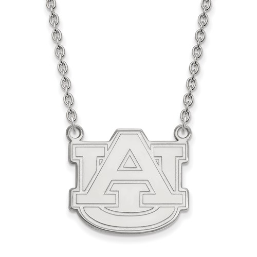 Sterling Silver Rhodium-plated LogoArt Auburn University Large Pendant Necklace, 18"