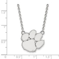 Sterling Silver Rhodium-plated LogoArt Clemson University Tiger Paw Large Pendant Necklace, 18" view 2