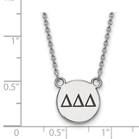 Sterling Silver Rhodium-plated LogoArt Delta Delta Delta Sorority Greek Letters Small Black Enamel Pendant Necklace, 18" view 2