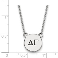 Sterling Silver Rhodium-plated LogoArt Delta Gamma Sorority Greek Letters Small Black Enamel Pendant Necklace, 18" view 2