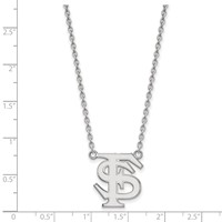 Sterling Silver Rhodium-plated LogoArt Florida State University F-s Large Pendant Necklace, 18" view 2