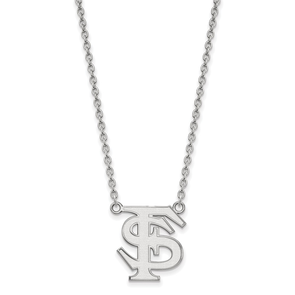 Sterling Silver Rhodium-plated LogoArt Florida State University F-s Large Pendant Necklace, 18"
