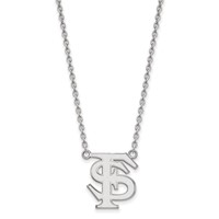 Sterling Silver Rhodium-plated LogoArt Florida State University F-s Large Pendant Necklace, 18" view 1
