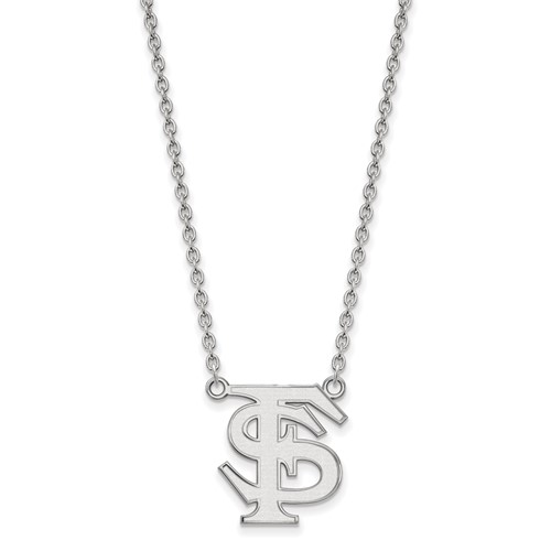 Sterling Silver Rhodium-plated LogoArt Florida State University F-s Large Pendant Necklace, 18"