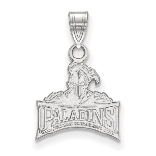 Sterling Silver Rhodium-plated LogoArt Furman University Paladins Small Pendant