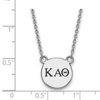 Sterling Silver Rhodium-plated LogoArt Kappa Alpha Theta Sorority Greek Letters Small Black Enamel Pendant Necklace, 18" view 2