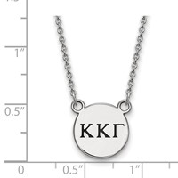 Sterling Silver Rhodium-plated LogoArt Kappa Kappa Gamma Sorority Greek Letters Small Black Enamel Pendant Necklace, 18" view 2