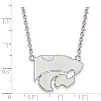 Sterling Silver Rhodium-plated LogoArt Kansas State University Wildcat Large Pendant Necklace, 18" view 2