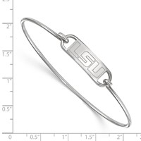 Sterling Silver Rhodium-plated LogoArt Louisiana State University L-s-u Small Center Wire Bangle, 7" view 2