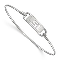 Sterling Silver Rhodium-plated LogoArt Louisiana State University L-s-u Small Center Wire Bangle, 7" view 1