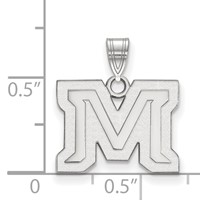 Sterling Silver Rhodium-plated LogoArt Montana State University Letter M Small Pendant view 2