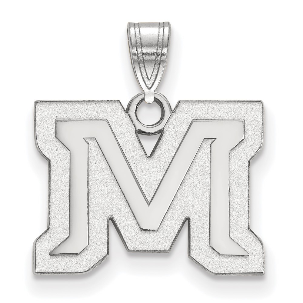 Sterling Silver Rhodium-plated LogoArt Montana State University Letter M Small Pendant