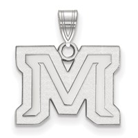 Sterling Silver Rhodium-plated LogoArt Montana State University Letter M Small Pendant view 1