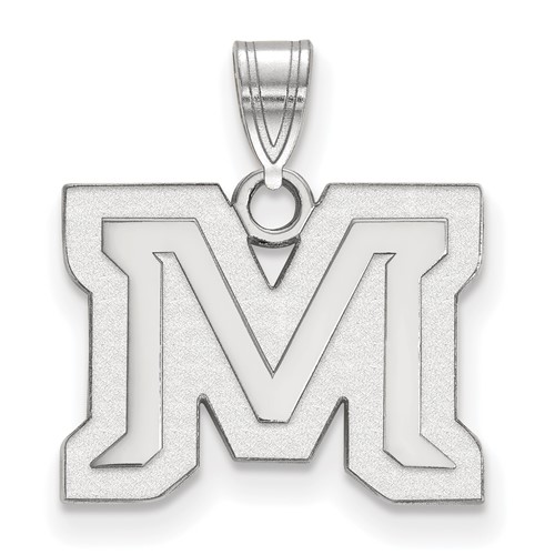 Sterling Silver Rhodium-plated LogoArt Montana State University Letter M Small Pendant