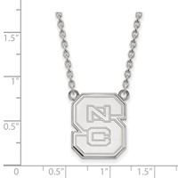 Sterling Silver Rhodium-plated LogoArt North Carolina State University N-c-s Large Pendant Necklace, 18" view 2