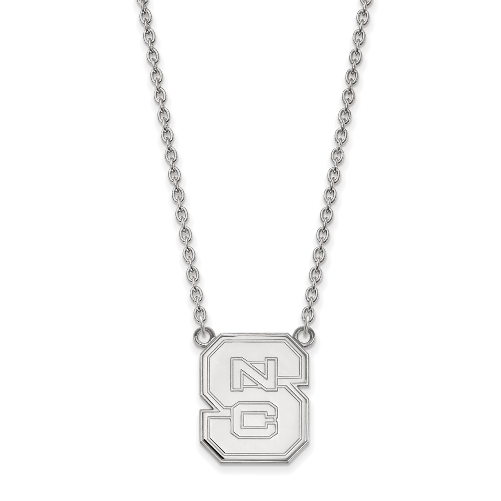 Sterling Silver Rhodium-plated LogoArt North Carolina State University N-c-s Large Pendant Necklace, 18"