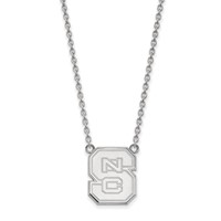 Sterling Silver Rhodium-plated LogoArt North Carolina State University N-c-s Large Pendant Necklace, 18" view 1