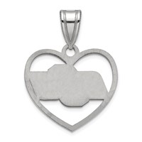 Sterling Silver Rhodium-plated LogoArt Oklahoma State University O-s-u Heart Pendant view 4