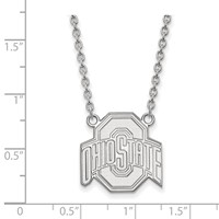 Sterling Silver Rhodium-plated LogoArt the Ohio State University Large Pendant Necklace, 18" view 2