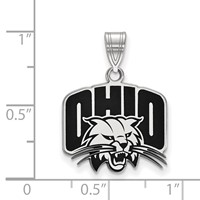 Sterling Silver Rhodium-plated LogoArt Ohio University Medium Enameled Pendant view 2
