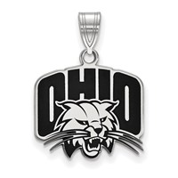 Sterling Silver Rhodium-plated LogoArt Ohio University Medium Enameled Pendant view 1