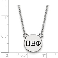 Sterling Silver Rhodium-plated LogoArt Pi Beta Phi Sorority Greek Letters Small Black Enamel Pendant Necklace, 18" view 2