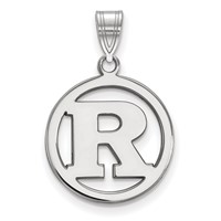 Sterling Silver Rhodium-plated LogoArt Rutgers University Letter R Medium Circle Pendant view 1
