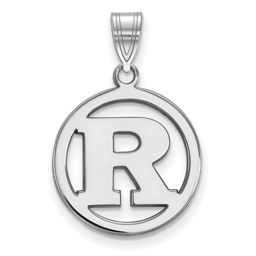 Sterling Silver Rhodium-plated LogoArt Rutgers University Letter R Medium Circle Pendant