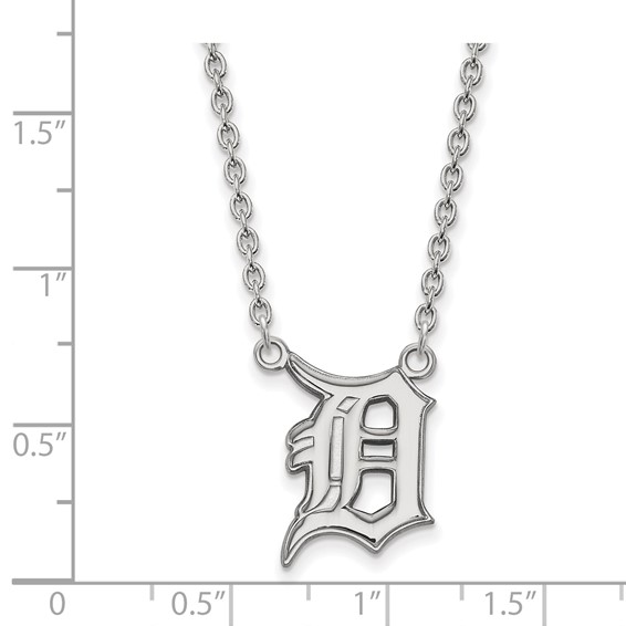 14k White Gold Major League Baseball LogoArt Detroit Tigers Letter D Large Pendant Necklace