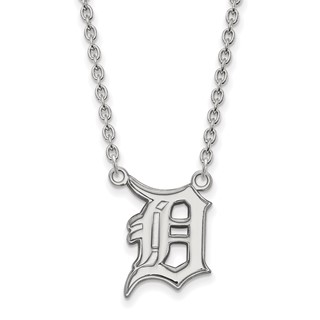Sterling Silver Rhodium Plated Major League Baseball LogoArt Detroit Tigers Pendant Necklace