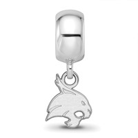 Sterling Silver Rhodium-plated LogoArt Texas State University Bobcat Extra Small Dangle Bead Charm view 3