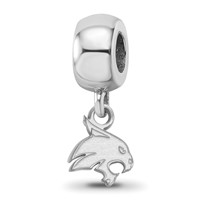 Sterling Silver Rhodium-plated LogoArt Texas State University Bobcat Extra Small Dangle Bead Charm view 1