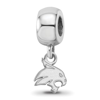 Sterling Silver Rhodium-plated LogoArt Texas State University Bobcat Extra Small Dangle Bead Charm