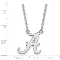 Sterling Silver Rhodium-plated LogoArt University of Alabama Letter a Large Pendant Necklace, 18" view 2
