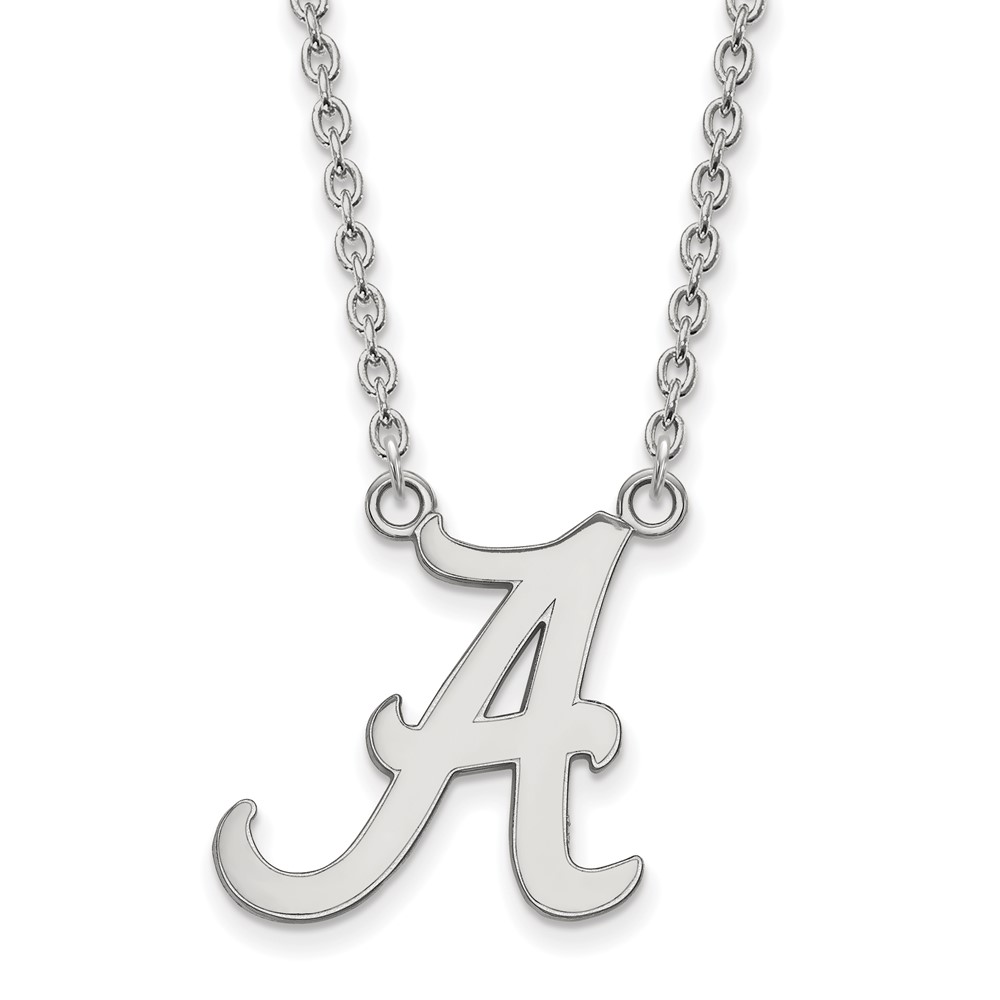 Sterling Silver Rhodium-plated LogoArt University of Alabama Letter a Large Pendant Necklace, 18"