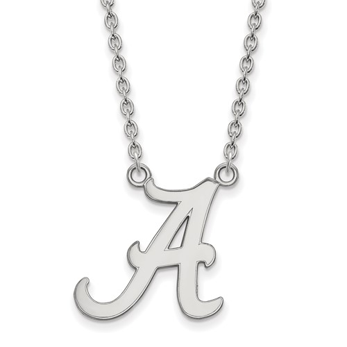 Sterling Silver Rhodium-plated LogoArt University of Alabama Letter a Large Pendant Necklace, 18"