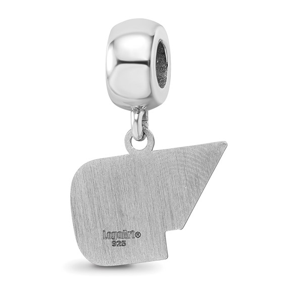 Sterling Silver Rhodium-plated LogoArt University of Dayton Small Dangle Bead Charm