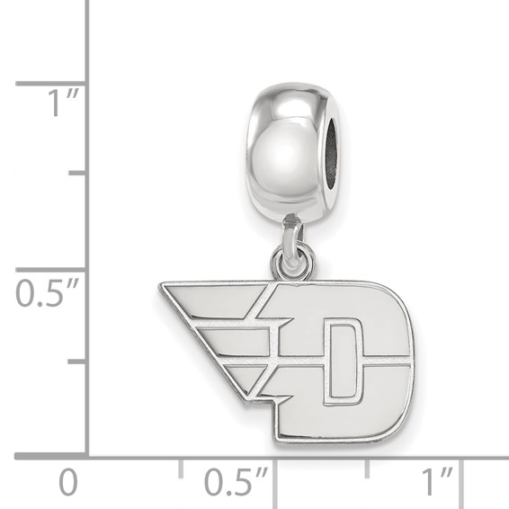 Sterling Silver Rhodium-plated LogoArt University of Dayton Small Dangle Bead Charm