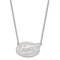 Sterling Silver Rhodium-plated LogoArt University of Florida Gator Large Pendant Necklace, 18" view 1