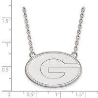 Sterling Silver Rhodium-plated LogoArt University of Georgia Letter G Large Pendant Necklace, 18" view 2