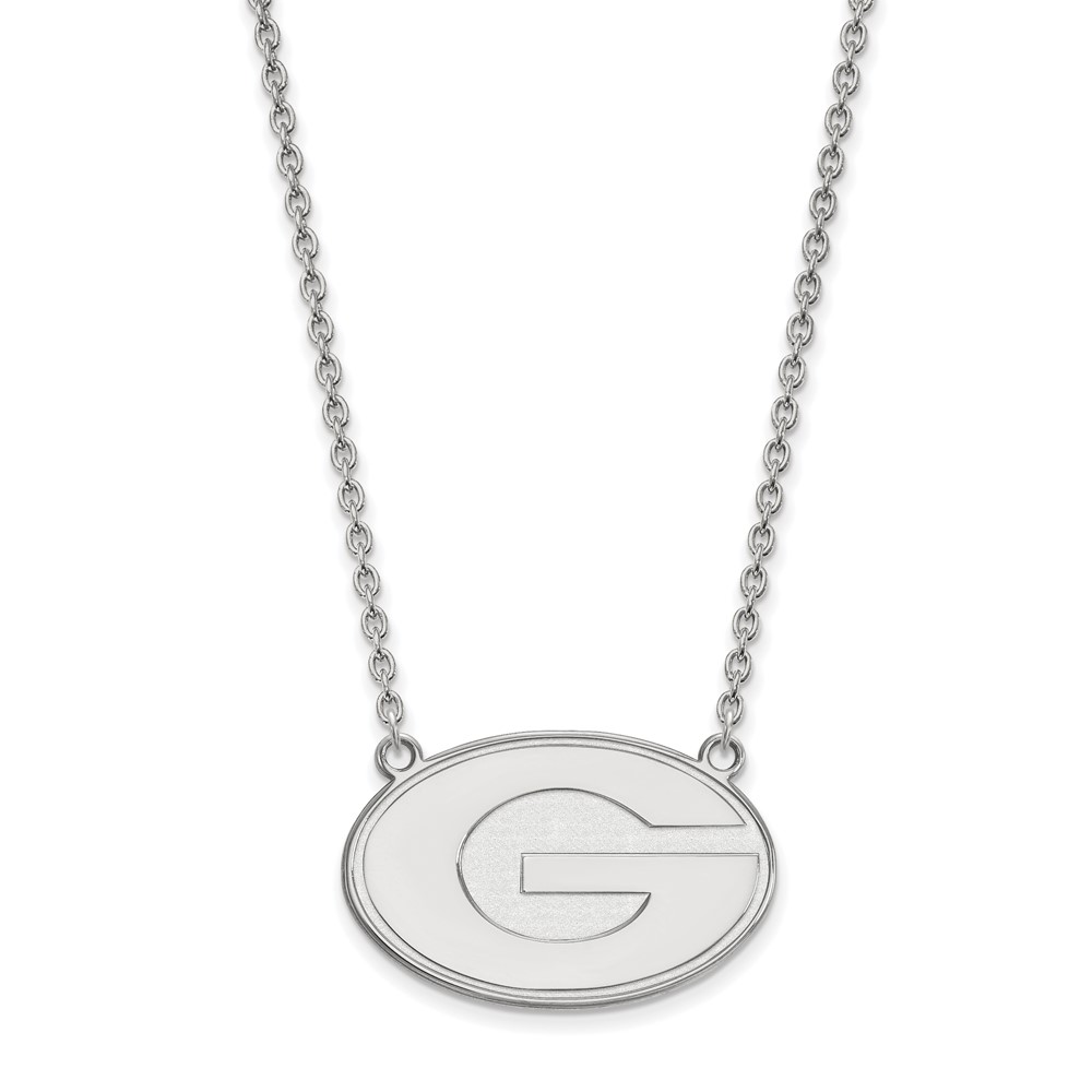 Sterling Silver Rhodium-plated LogoArt University of Georgia Letter G Large Pendant Necklace, 18"
