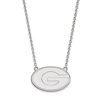 Sterling Silver Rhodium-plated LogoArt University of Georgia Letter G Large Pendant Necklace, 18" view 1